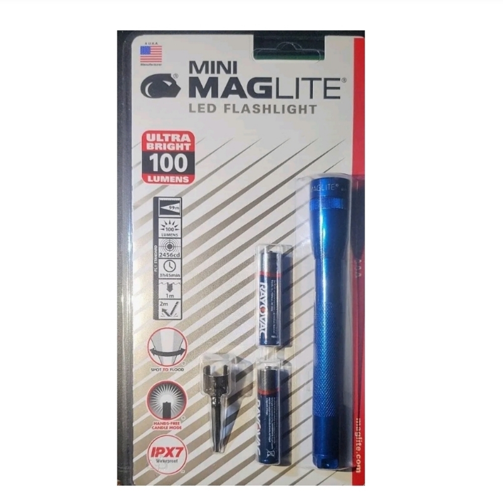 MINI MAGLITE 2 CELL AAA, LED, Model SP32116 Blue 100 Lumens Free Shipping